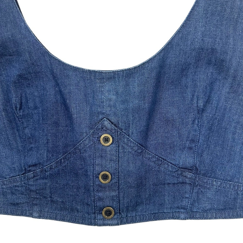 Banana Republic Denim Corset Crop Top Size 14 Western Rodeo Cowgirl Ranch - Picture 3 of 8